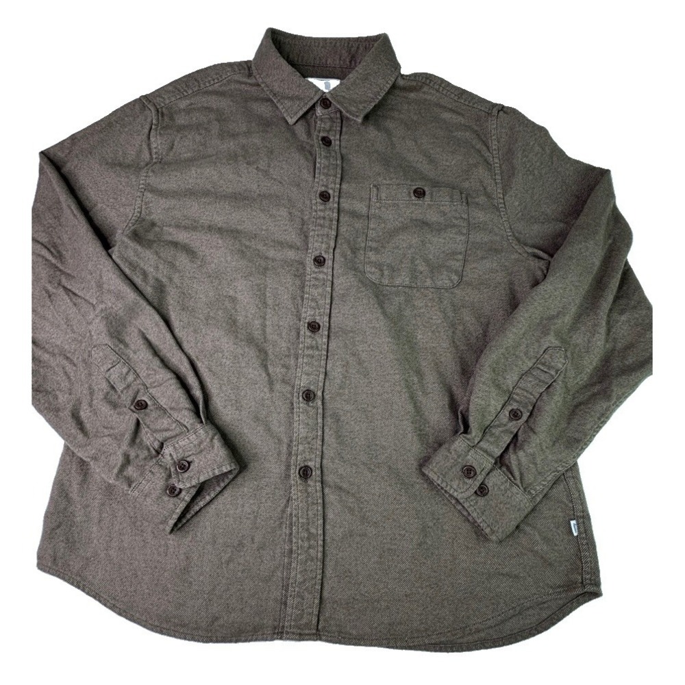 Katin Mens Flannel Shirt Medium Brown Long Sleeve Cotton Button Up A10-882 - Picture 2 of 9